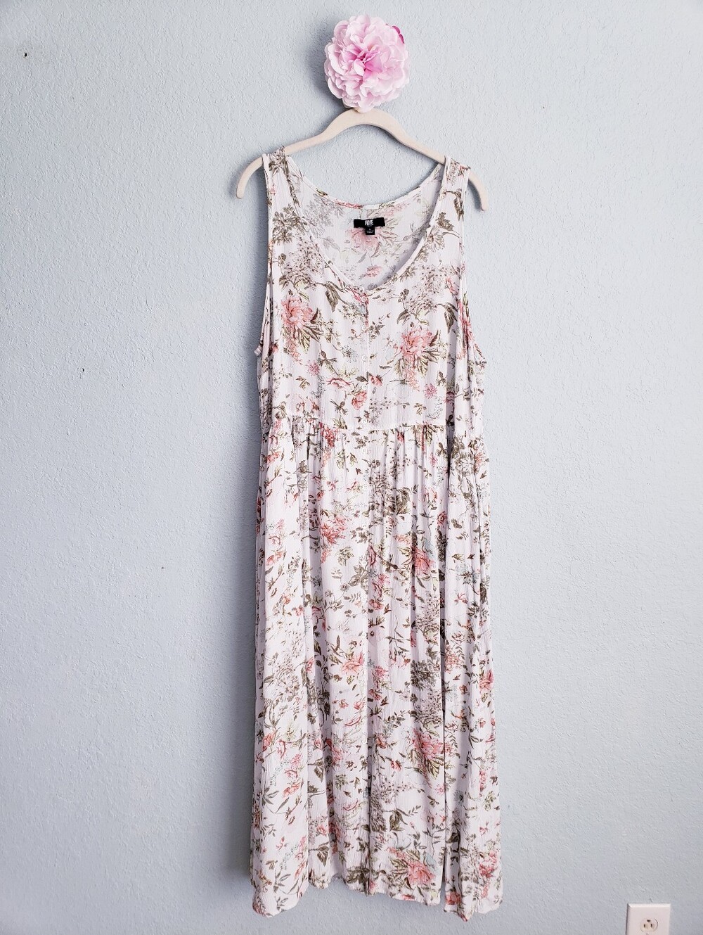 Frye Light Blue Floral Sleeveless Midi Dress